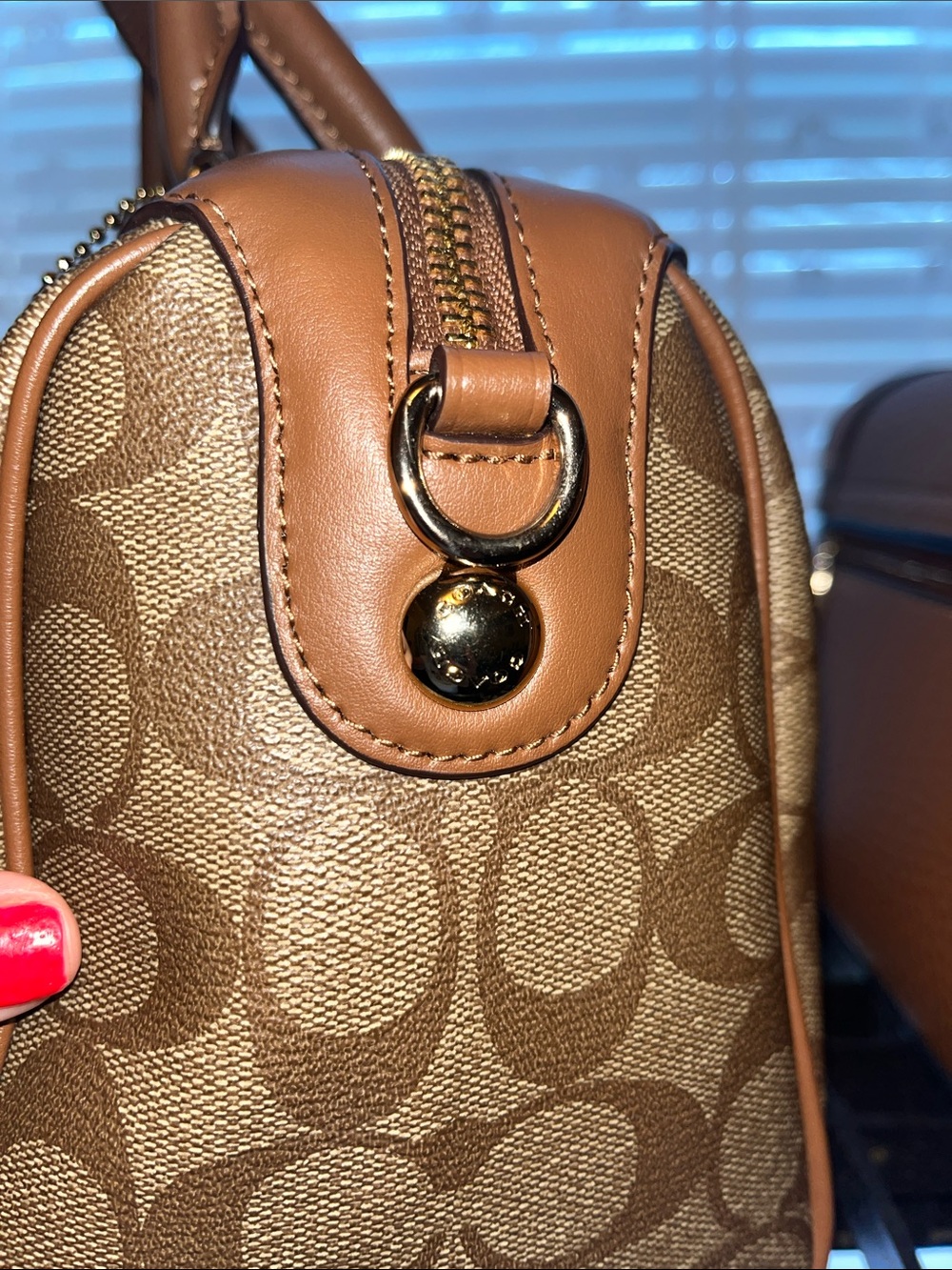 Coach Brown/Tan Signature Dome Satchel - Picture 7 of 11